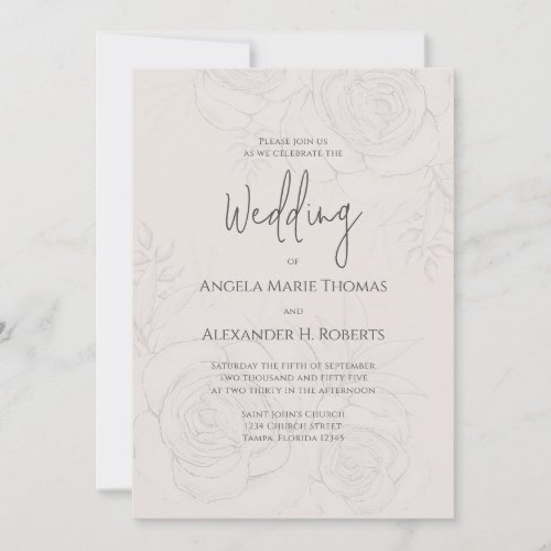 Elegant Blush Floral Soft Romantic Calligraphy Invitation