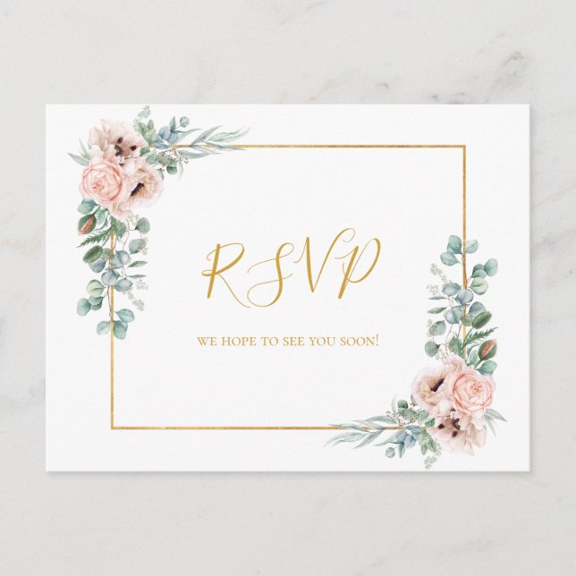 Elegant Blush Floral | Song Request RSVP Postcard (Front)