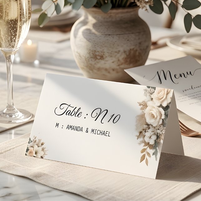 Elegant Blush Floral Table Number Place Card (Creator Uploaded)