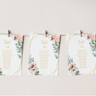 Elegant Blush Floral   Table Number Seating Chart