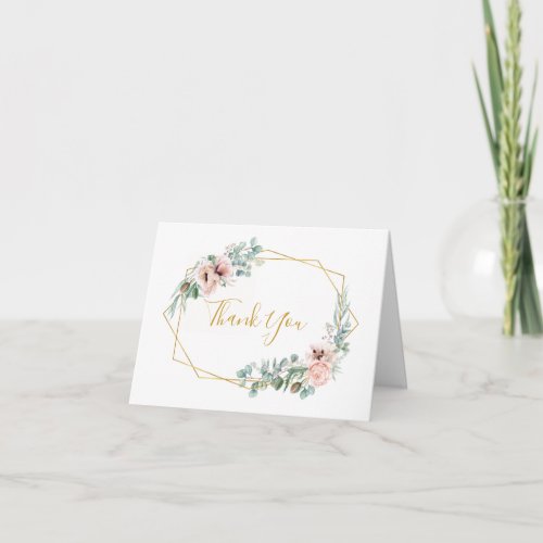 Elegant Blush Floral  Thank You Card