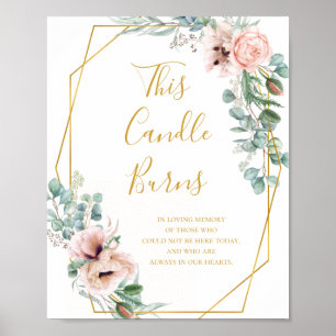 Elegant Blush Floral This Candle Burns Sign