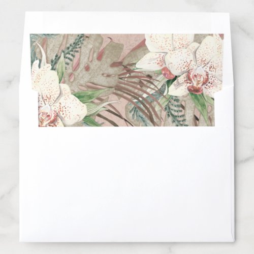 Elegant Blush Floral Watercolor Jungle Foliage Envelope Liner