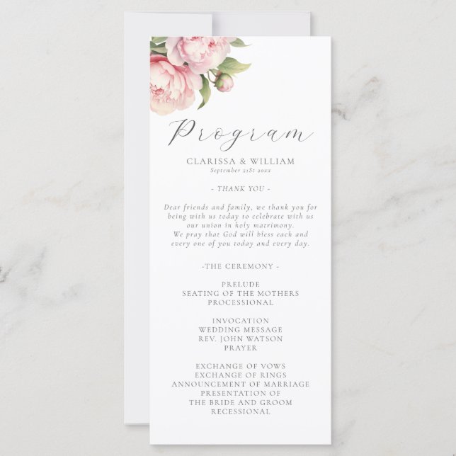 Elegant Blush Floral Watercolor Modern Wedding (Front)