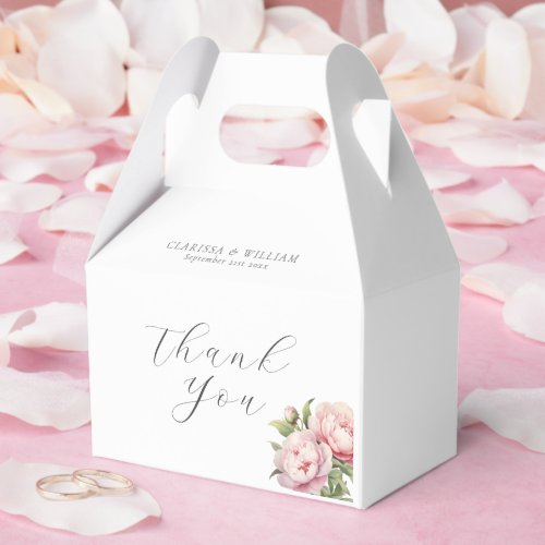 Elegant Blush Floral Watercolor White Wedding Favor Boxes