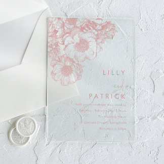 Elegant Blush Floral Wedding Acrylic Invitations