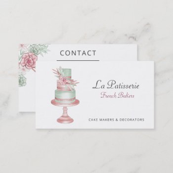 Elegant Blush Floral Wedding Cake Makers Bakery Business Card by MG_BusinessCards at Zazzle