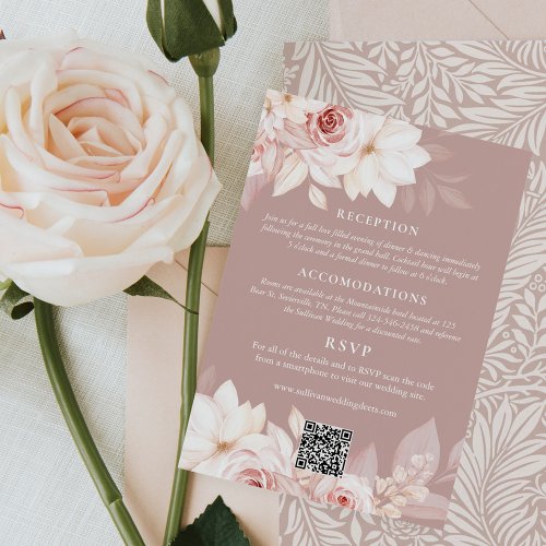 Elegant Blush Floral Wedding Details and RSVP Enclosure Card