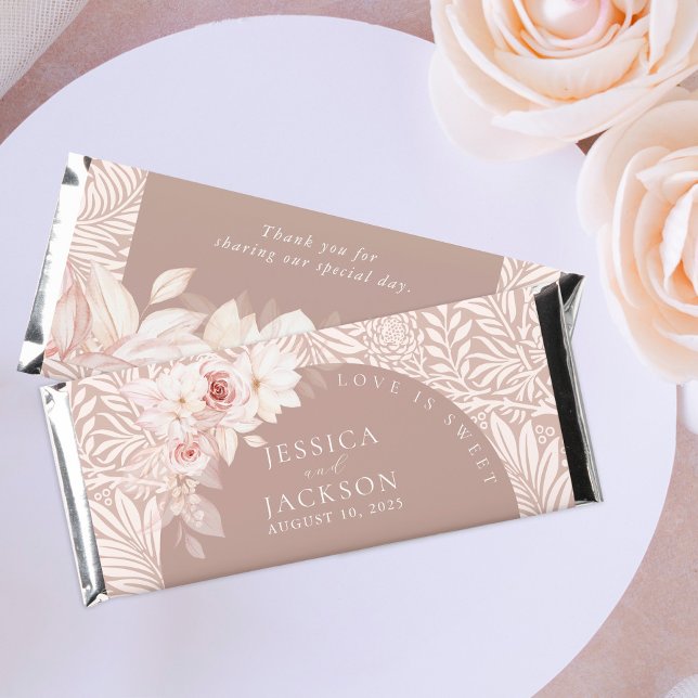 Elegant Blush Floral Wedding Hershey Bar Favors (Creator Uploaded)