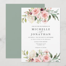 Elegant Blush Floral Wedding Invitation