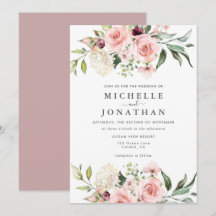 Elegant Blush Floral Wedding Invitation