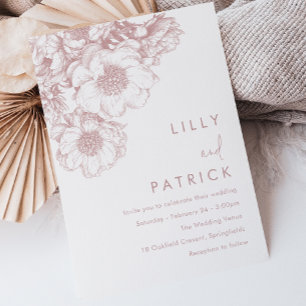 Elegant Blush Floral Wedding Invitation