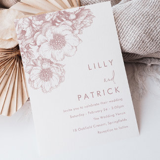 Elegant Blush Floral Wedding Invitation
