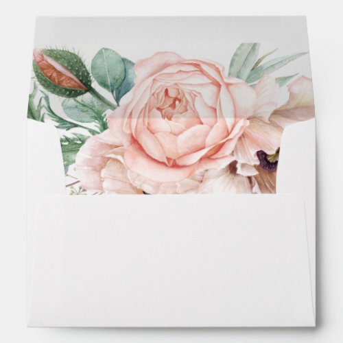 Elegant Blush Floral  Wedding Invitation Envelope
