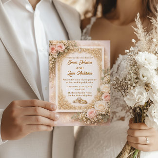 Elegant Blush Floral Wedding Invitation Foil Invitation
