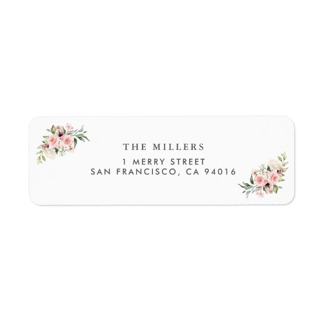 Elegant Blush Floral Wedding Invitation Label (Front)