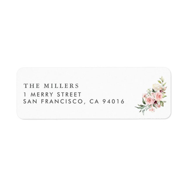 Elegant Blush Floral Wedding Invitation Label (Front)