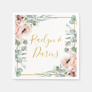 Elegant Blush Floral Wedding Napkins