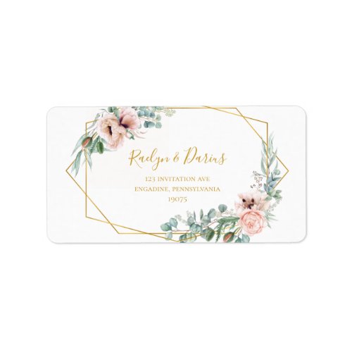 Elegant Blush Floral  Wedding RSVP Address labels
