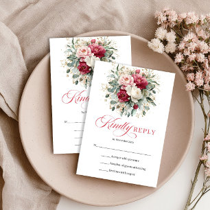 Elegant blush floral wedding RSVP enclosure Card