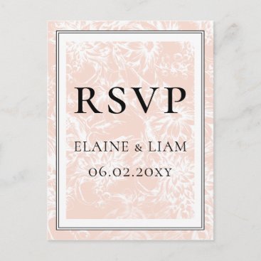 Elegant Blush Floral Wedding rsvp Invitation Postcard