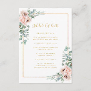 Elegant Blush Floral Wedding Schedule of Events Enclosure Card