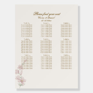 Elegant Blush Floral Wedding Seating Chart Sign