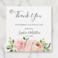 Elegant Blush Floral Wedding Thank You Favor Tags