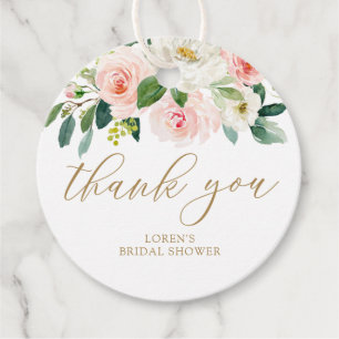Elegant Blush Floral Wedding Thank Your Favor Tags