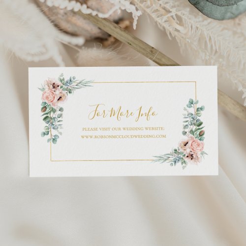  Elegant Blush Floral  Wedding Website Enclosure 
