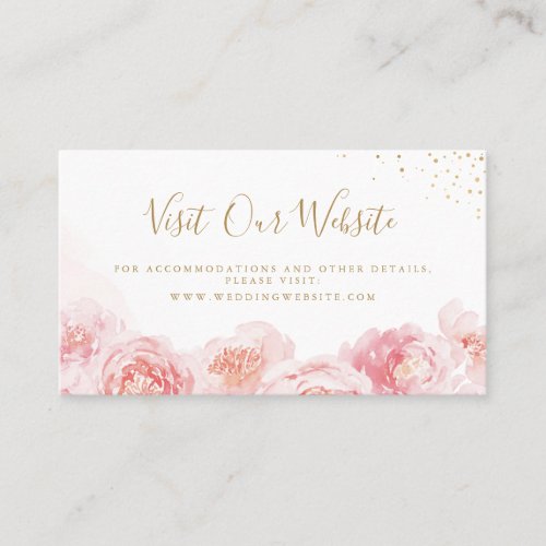 Elegant blush floral wedding website Insert card