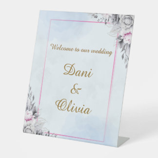 Elegant Blush Floral Wedding Welcome Sign