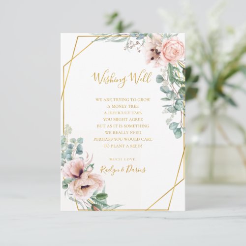 Elegant Blush Floral  Wedding Wishing Well Card