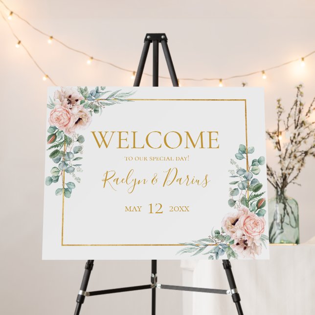 Elegant Blush Floral | Welcome Foam Board (In Situ (Stand))