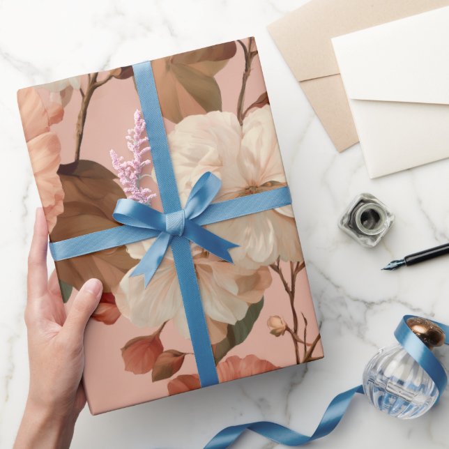 Elegant Blush Flower Ivory Floral Pattern Wrapping Paper (Gifting)