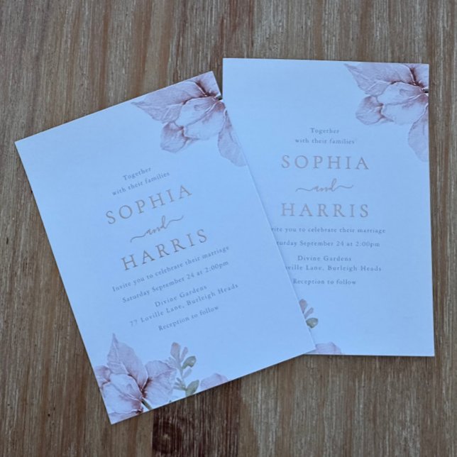 Elegant Blush Flower Petals Wedding Rose Gold Foil Invitation (Creator Uploaded)