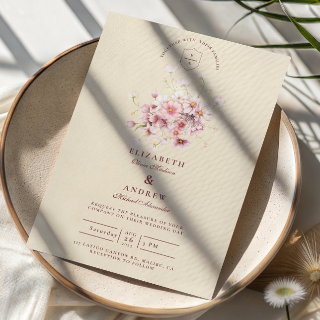 Elegant Blush Garden Romance Wedding Invitation (Creator Uploaded)
