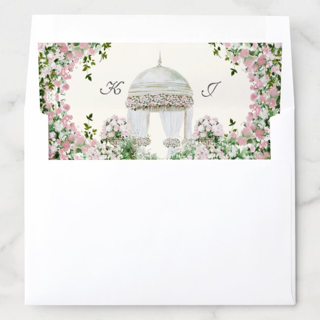 Elegant Blush Garden Wedding Envelope Liner (In Envelope)