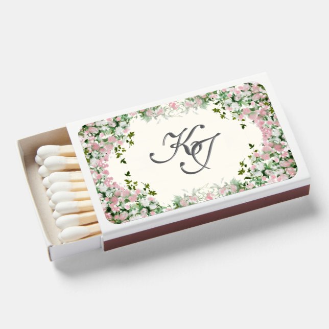 Elegant Blush Garden Wedding Favors  Matchboxes (Front Open)