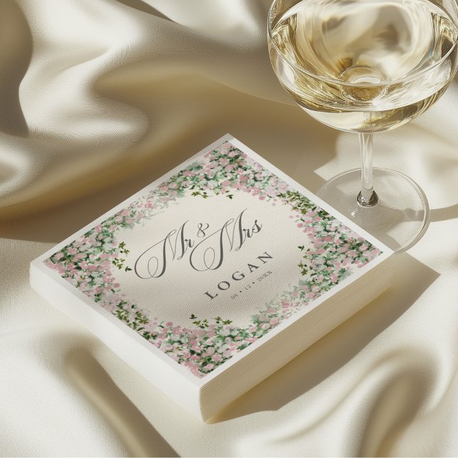 Elegant Blush Garden Wedding Napkins (Creator Uploaded)