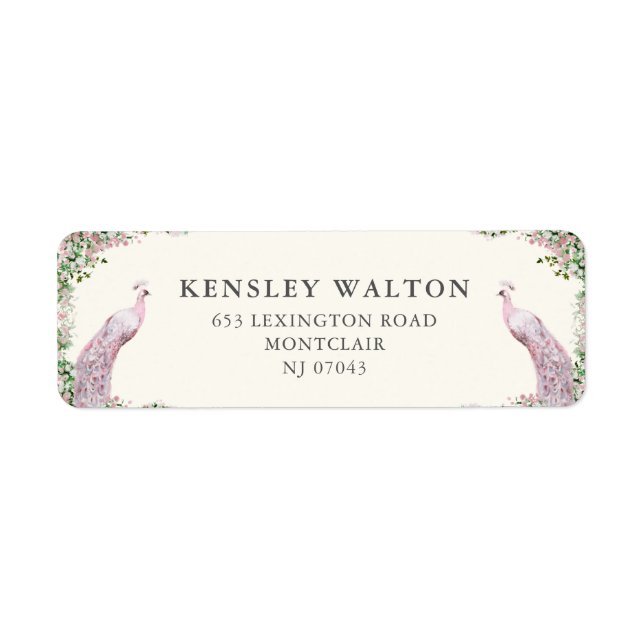 Elegant Blush Garden Wedding Return Address Label (Front)