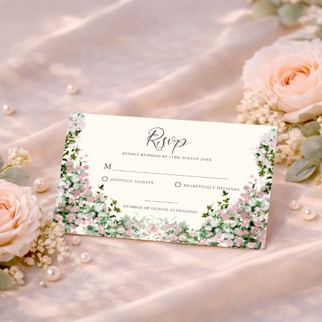Elegant Blush Garden Wedding RSVP Card (Creator Uploaded)