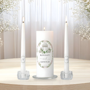 Elegant Blush Garden Wedding Unity Candle Set