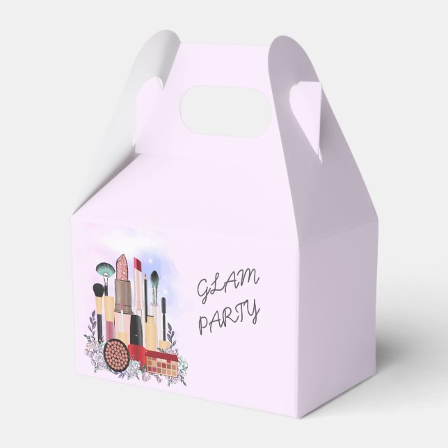 Elegant Blush Girly Pink Makeup Artist Glamour Favor Boxes (Front Side)