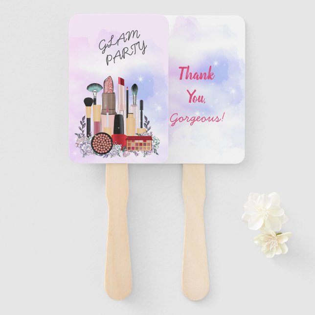 Elegant Blush Girly Pink Makeup Artist Glamour Hand Fan (Front and Back)