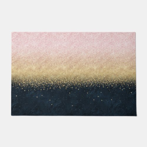 Elegant blush gold and blue simple confetti design doormat