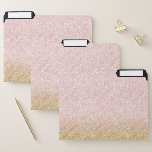 Elegant blush gold and blue simple confetti design file folder