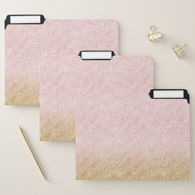 Elegant blush gold and blue simple confetti design file folder (Set)