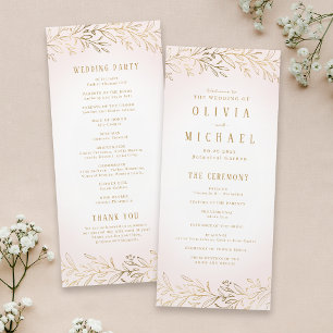 Elegant blush gold botanical wedding program