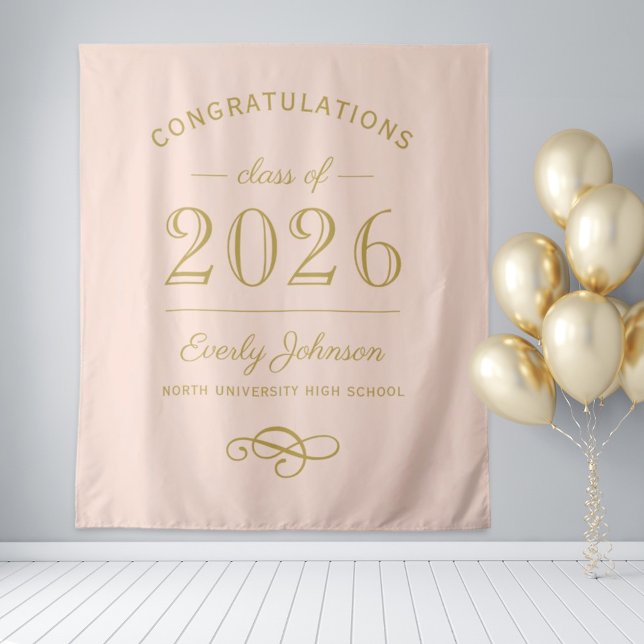 Elegant Blush Gold Class of 2026 Backdrop (Creator Uploaded)